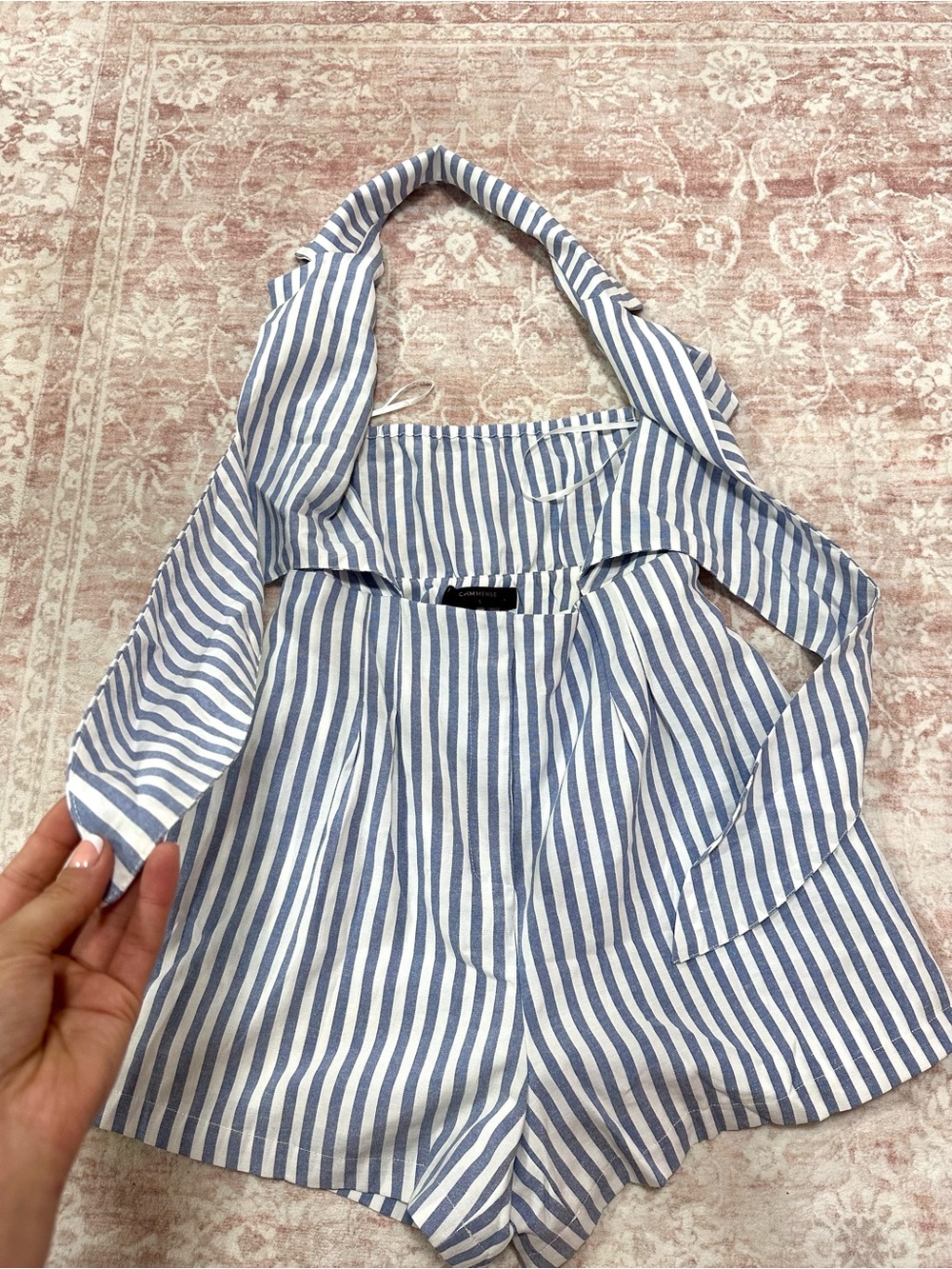 NWT 🦋 Commense Striped Tie Frint Romper - Picture 8 of 14
